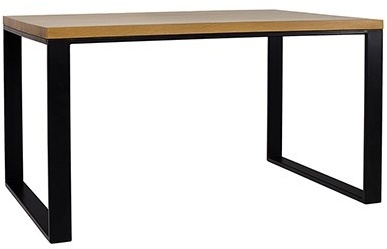 Jídelní stůl ST373 S160, šířka desky: 4cm, masivní dub (Barva dřeva: Kakao, Barva nožiček: Černá Lesklá)