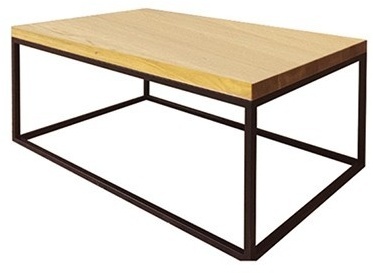 Konferenční stůl ST375 Š80, šířka desky: 4cm, masiv (Barva dřeva: Dub bělený, Barva nožiček: Černá Lesklá)