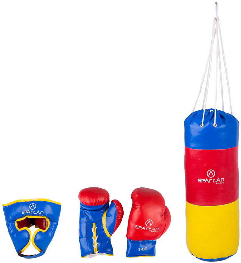 Boxovací set Spartan pytel 15x45cm / 1kg + chránič hlavy + rukavice