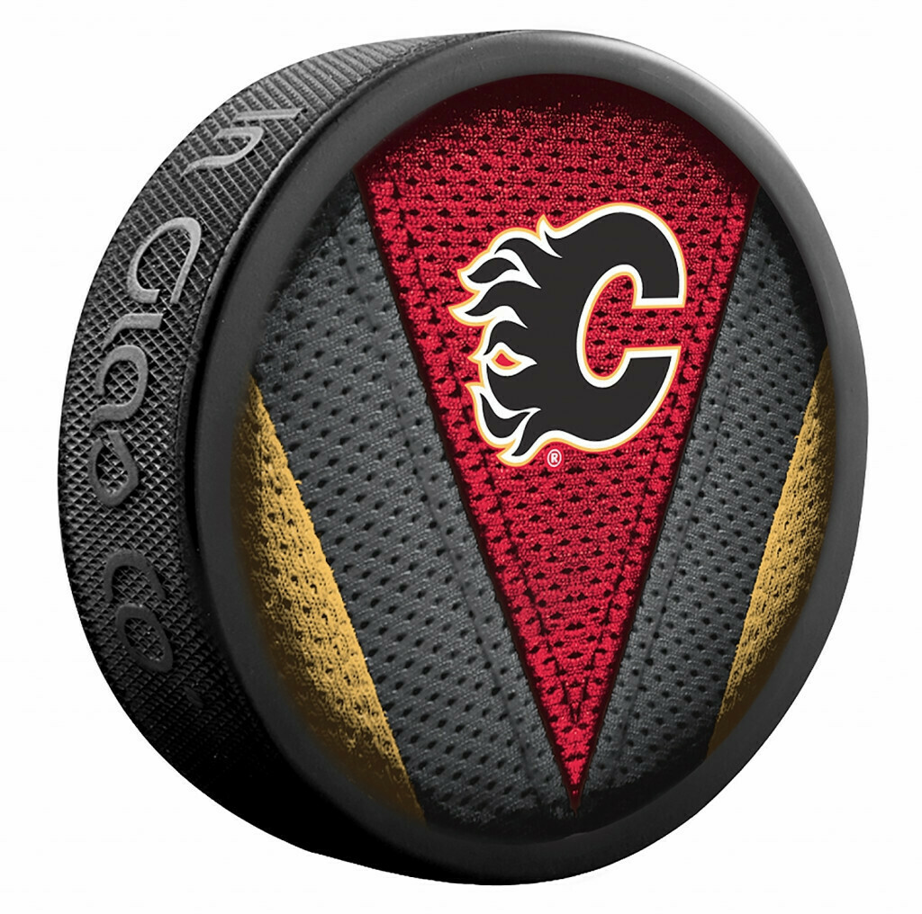 Fanouškovský puk NHL Stitch Blister (1ks) (Tým: Calgary Flames)
