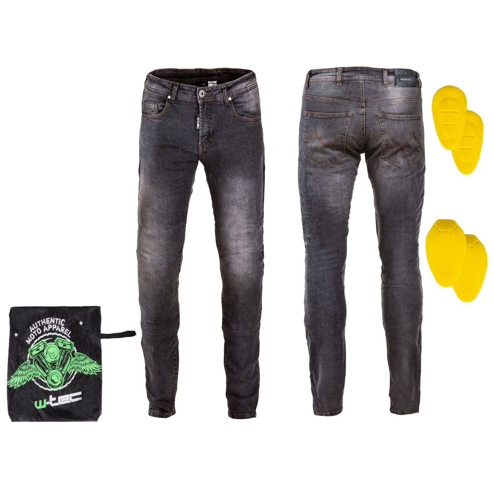 Pánské moto jeansy W-TEC Kancelor (Velikost: XL, Barva: šedá)