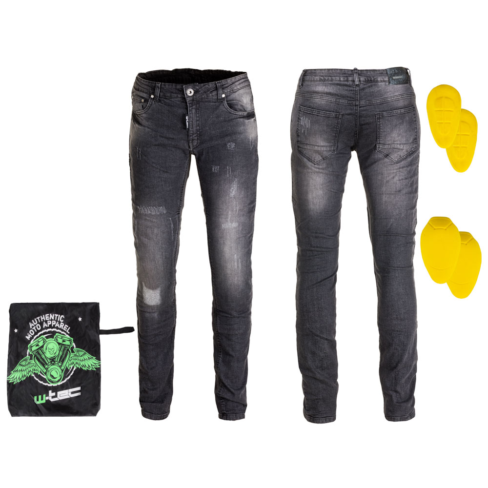Pánské moto jeansy W-TEC Komaford (Velikost: L, Barva: tmavě šedá)