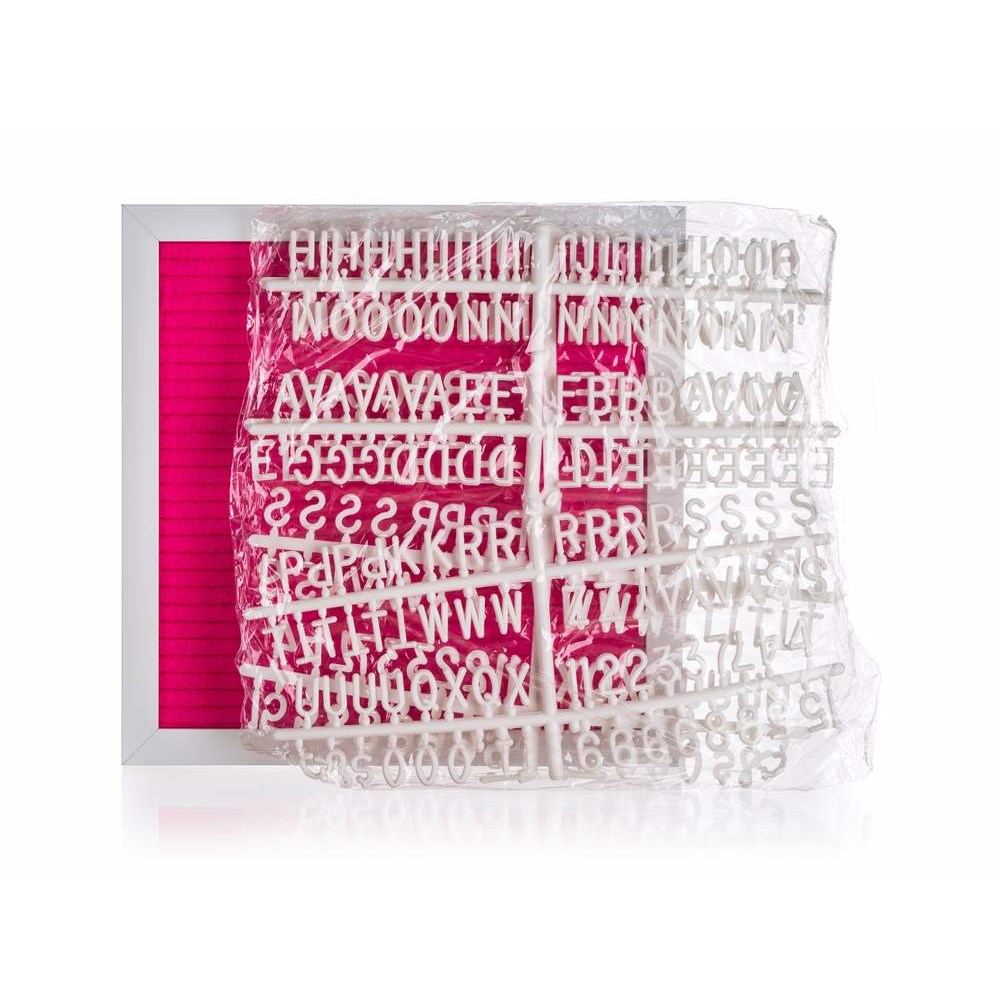 Tabule fleece s písmeny 27 x 27 cm, růžová, rám bílý