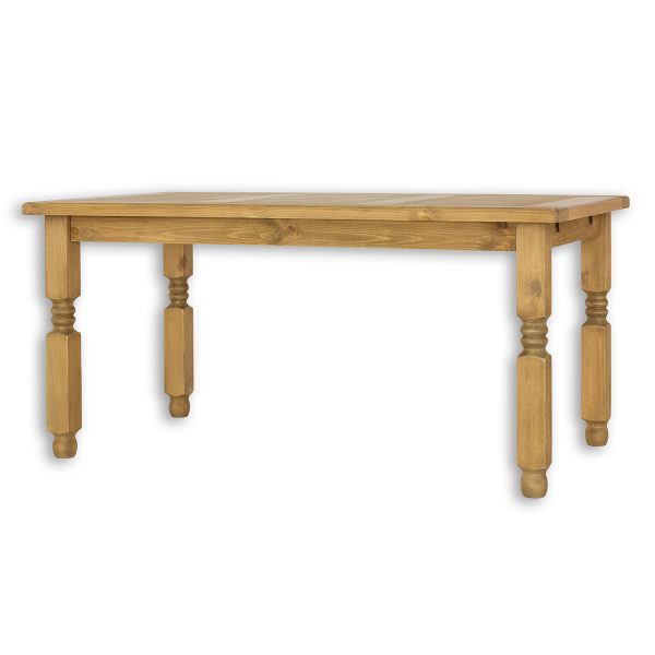 Jídelní stůl ST700, 160x76x90, borovice, vosk (Délka: 80, Struktura desky: Parkety, Barva dřeva: Bílý vosk)