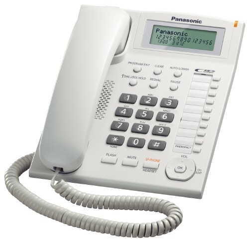 Telefon Panasonic KX-TS880FXW - jednolinkový, displej, CLIP, konektor pro n.s. 2,5mm, speakerphone, barva bílá