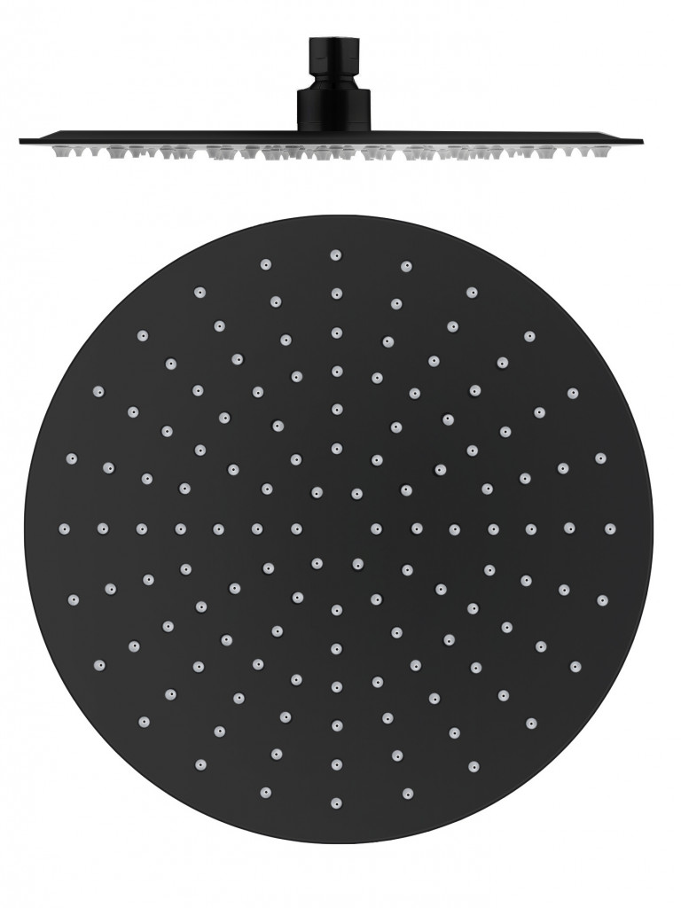 Hlavová sprcha kulatá kovová ø 30 cm černá matná, Barva: černá matná