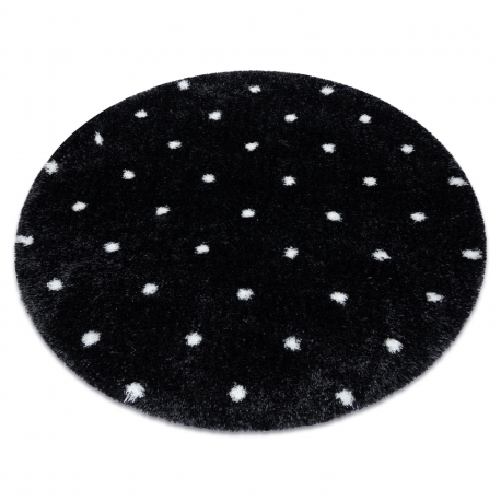 Koberec FLUFFY 2370 kruh shaggy tečky - antracit / bílá (Velikost: kruh 160 cm)