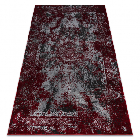 Moderní koberec VINCI 1407 Růžice vintage - Strukturální červený / antracit (Velikost: 120x170 cm)