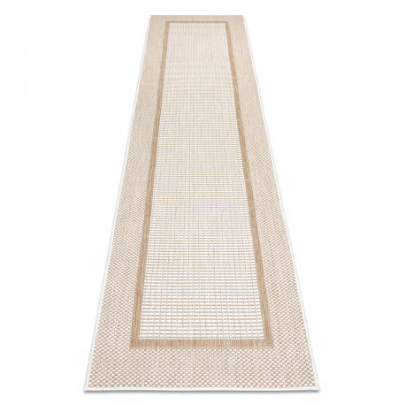 Koberec, běhoun SISAL SION Rám 21782 ploché tkaní ecru, béžová (Velikost: 70x200 cm)