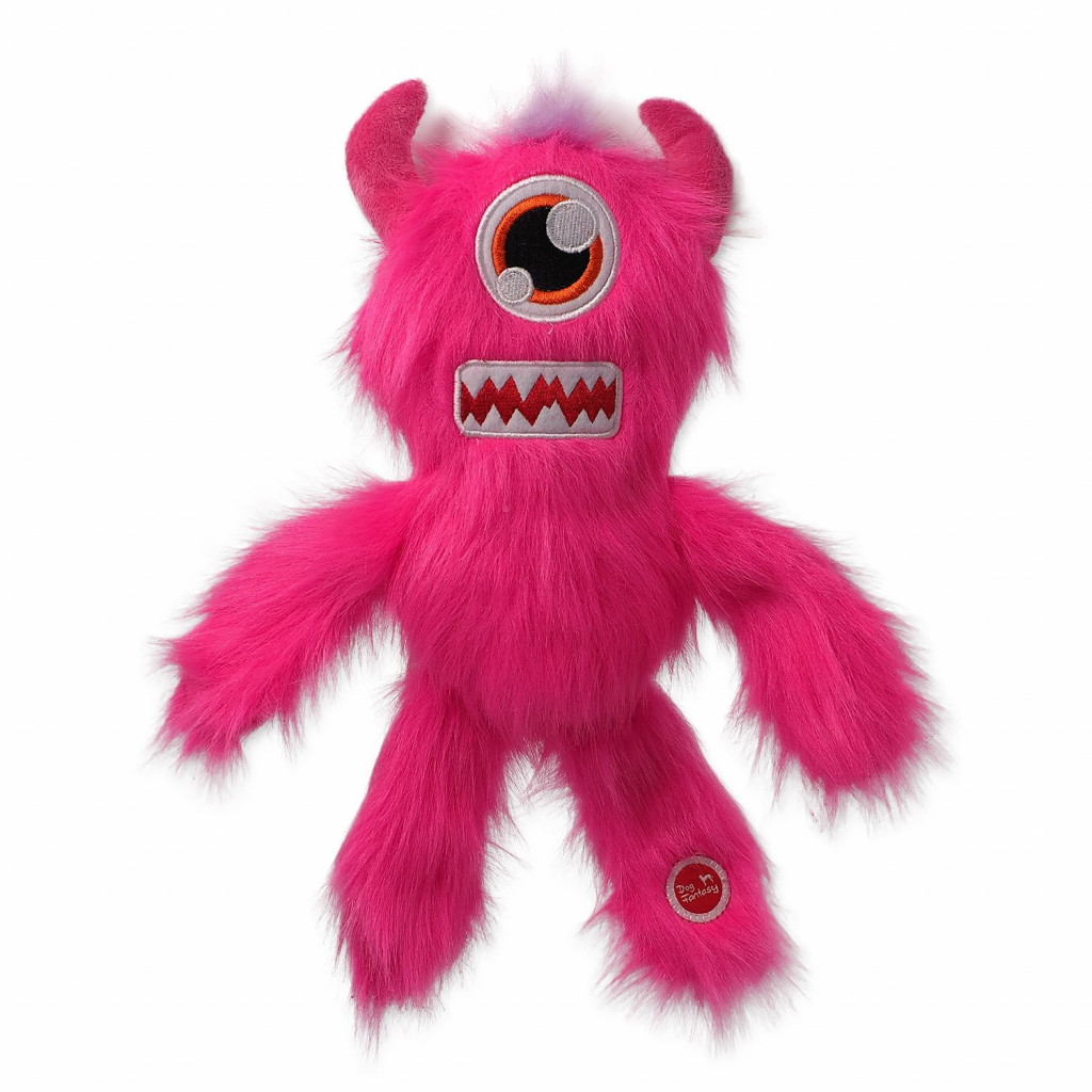 Hračka Dog Fantasy Monsters strašídlo pískací jednooké chlupaté růžové 35cm