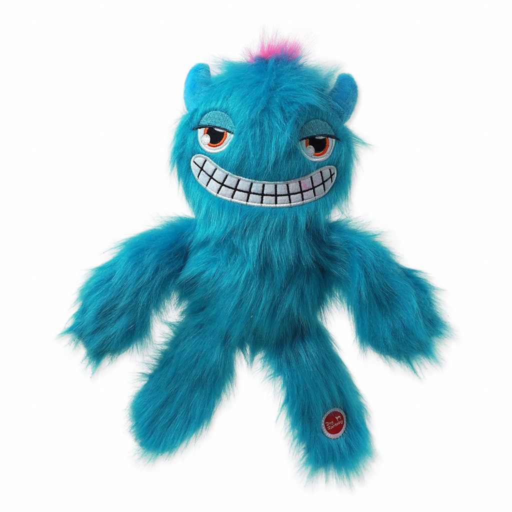 Hračka Dog Fantasy Monsters strašidlo pískací chlupaté modré 35cm