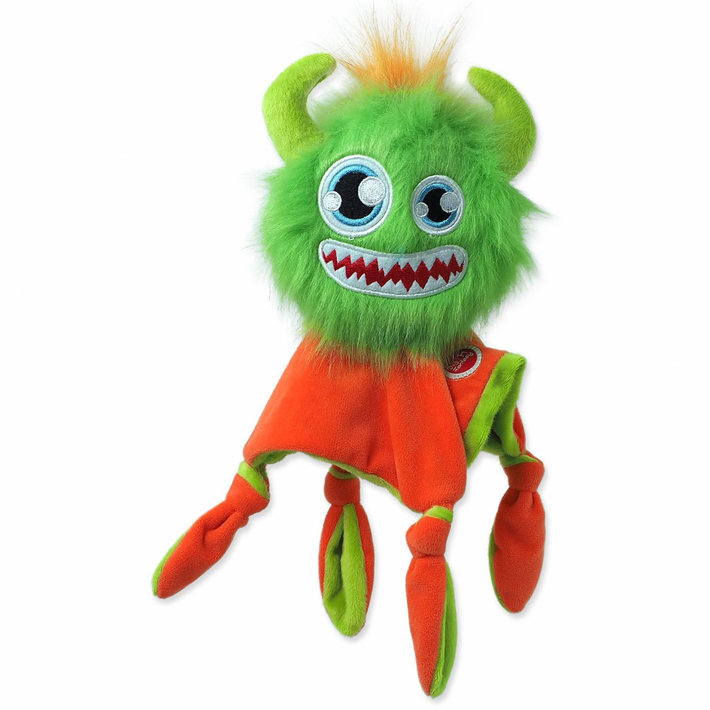 Hračka Dog Fantasy Monsters strašidlo pískací chlupaté zelené s dečkou 28cm