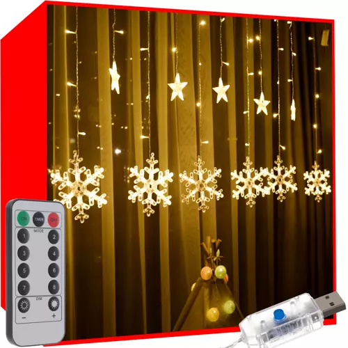 Světelná závora 138 LED USB teplá bílá KŚ19746