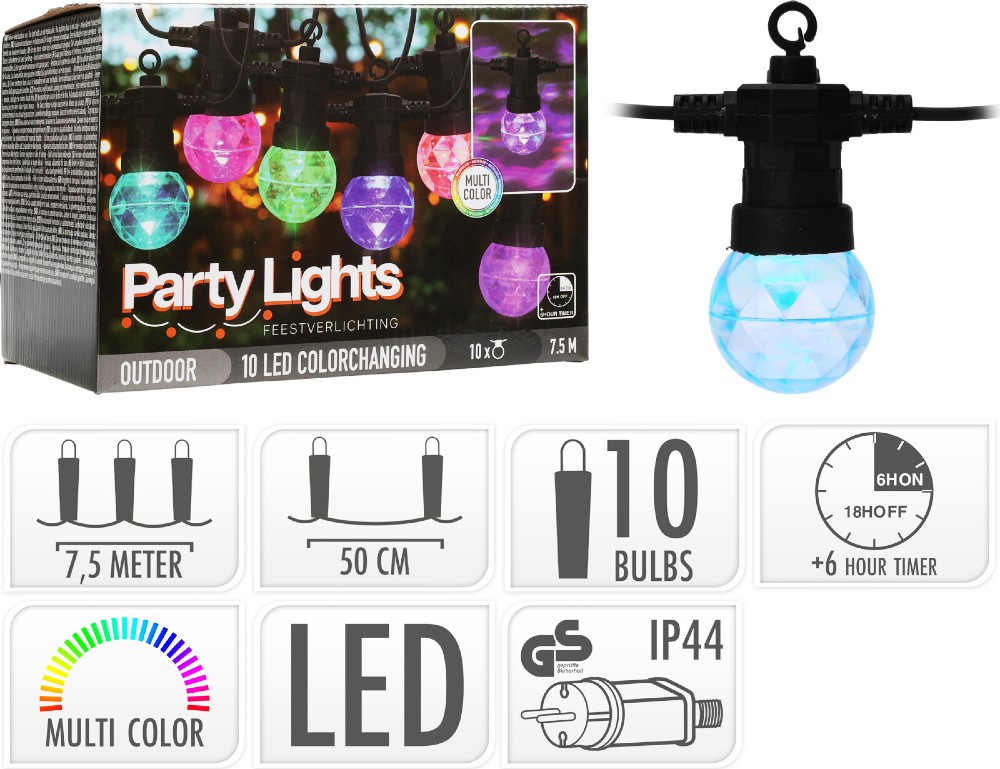 PROGARDEN Světelný řetěz žárovky LED PARTY 10 ks 7,5m KO-AF5300210