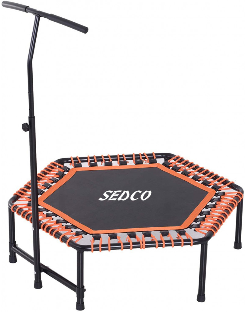 Trampolína SEDCO fitness s madlem HEXAGON 122 cm (Oranžová)
