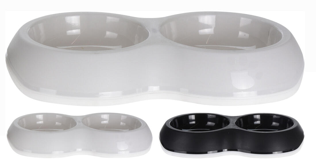 Miska pro zvířata dvojitá 26x15x4,5cm, 2x300ml, PH mix barev