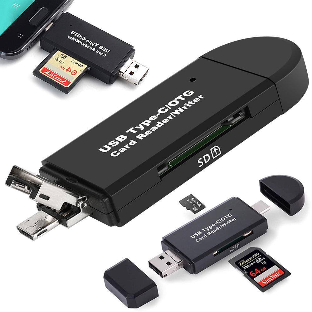 Čtečka SD karet Micro SD TF USB USB-C Micro USB 3v1