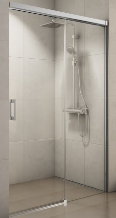 CONCEPT 300 STYLE sprchové dveře 1200x2000mm, posuvné, jednodílné, s pevnou stěnou v rovině, pravé, aluchrom/čiré sklo