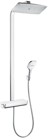 HANSGROHE RAINDANCE E SHOWEPIPE 360 sprchový set s termostatickou baterií, horní sprcha, ruční sprcha se 3 proudy, bílá/chrom