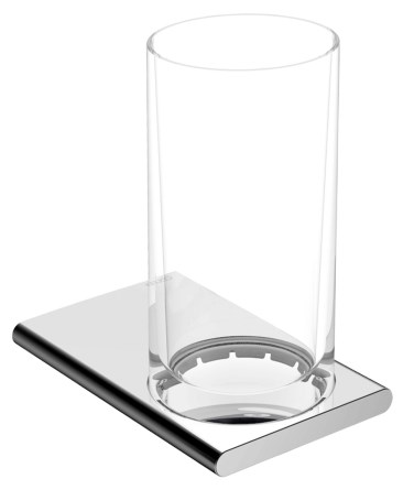 KEUCO EDITION 400 držák se skleničkou, jednoduchý, nástěnný, chrom/sklo