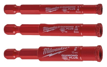 MILWAUKEE DIAMOND PLUS HEX 1/4" sada vrtáků 6/8/10mm, pro mokré i suché vrtání