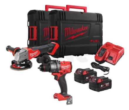 MILWAUKEE M18 FPP2E3-502XEU SADA příklepová vrtačka M18 FPD3 + úhlová bruska M18 FSAG125X