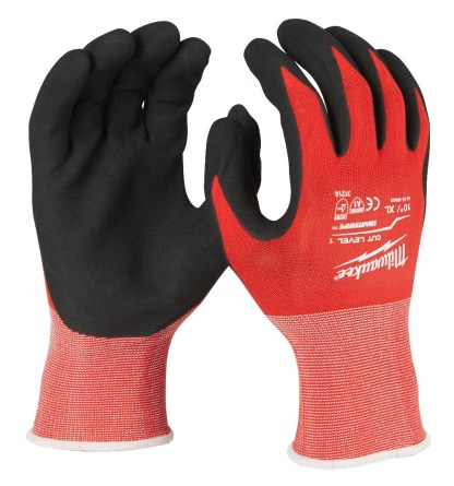 MILWAUKEE pracovní rukavice 10/XL, ochrana proti proříznutí A, nylon/lycra/nitril, červená