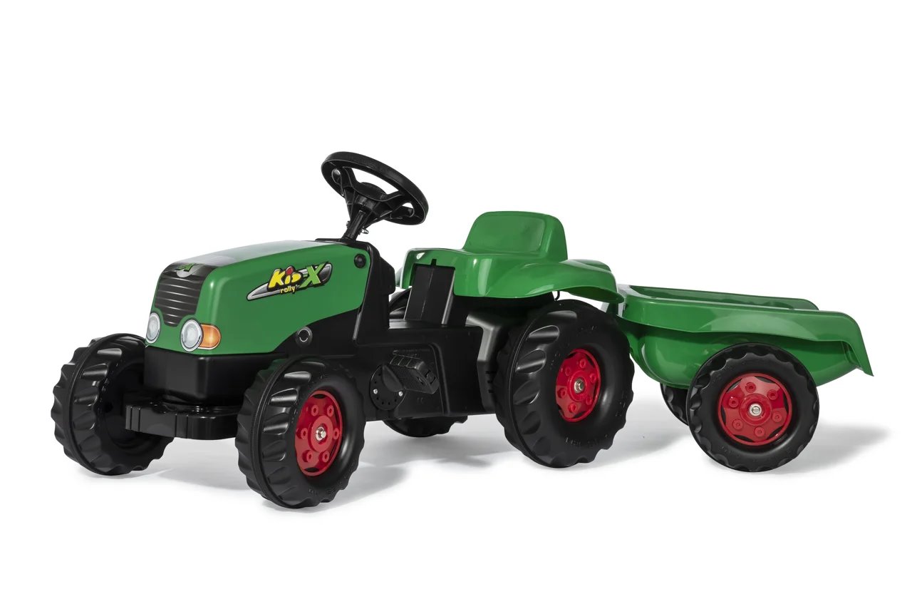 Šlapací traktor Rolly Toys Kid s vlečkou - zeleno-červený Akční