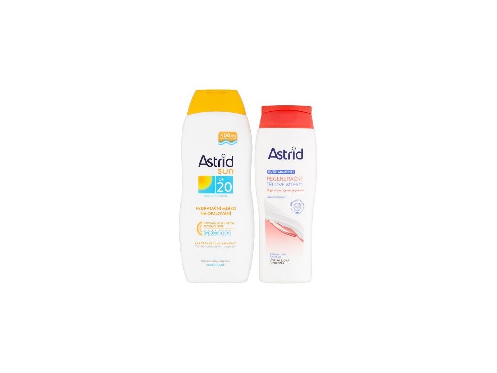 Astrid Sun hydratační mléko na opalování OF 20 + Nutri Moments regenerační tělové mléko 400 ml + 250 ml