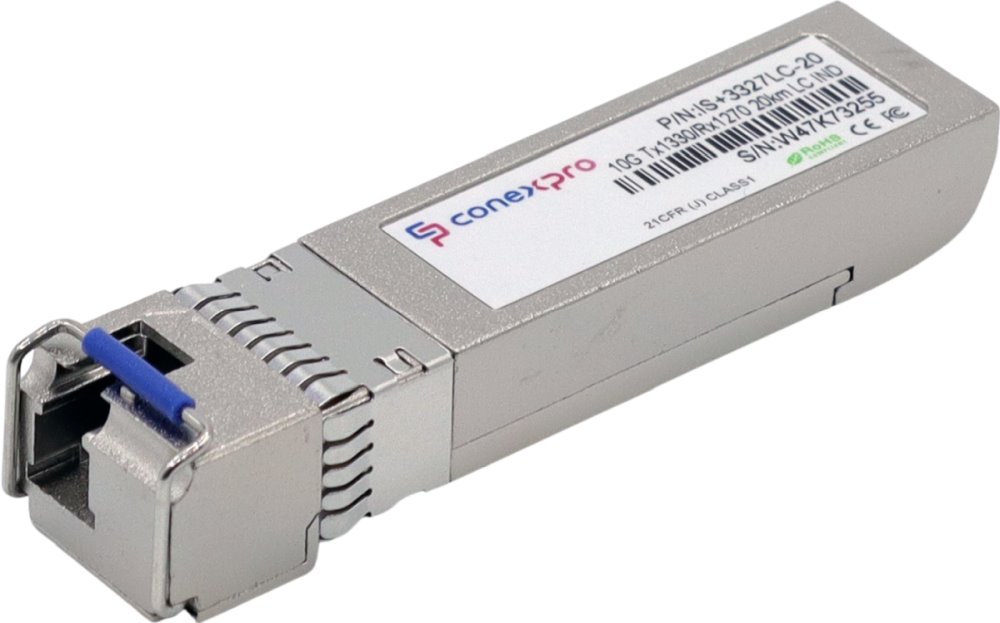 SFP modul Conexpro průmyslový optický, 10G SFP+, WDM/BiDi, SM, Tx1330/Rx1270nm, 20km, 1x LC, DDM