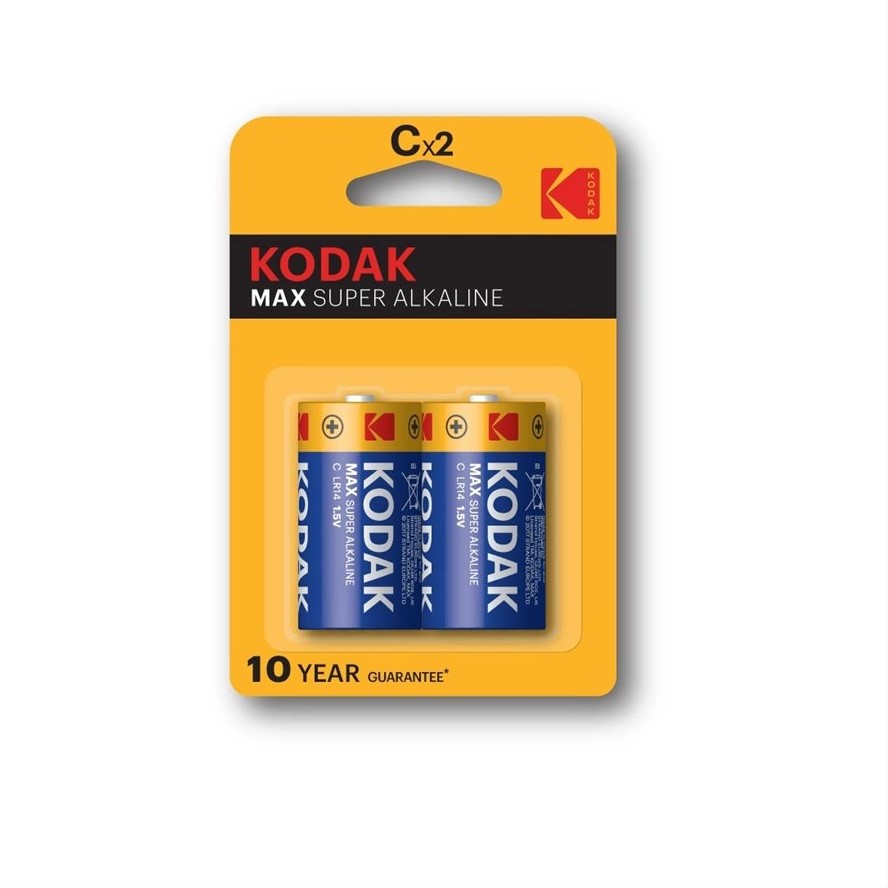 Baterie Kodak monočlánek C MAX alkalická 2 ks, blistr