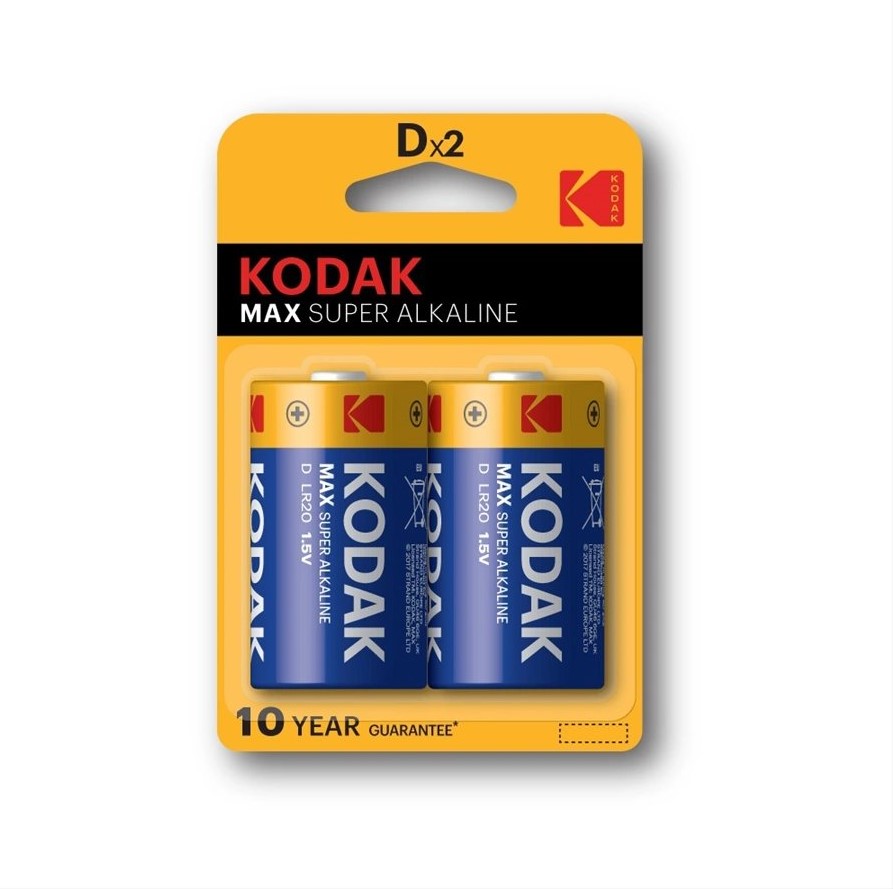 Baterie Kodak monočlánek D MAX alkalická 2 ks, blistr