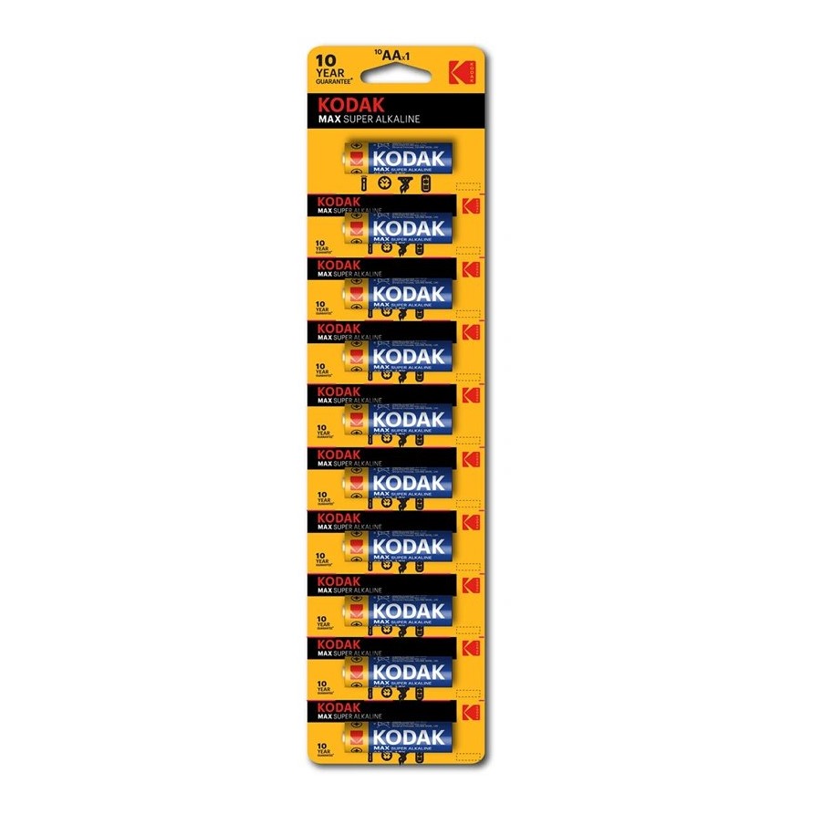 Baterie Kodak AA MAX alkalická 10 ks, trhací proužek