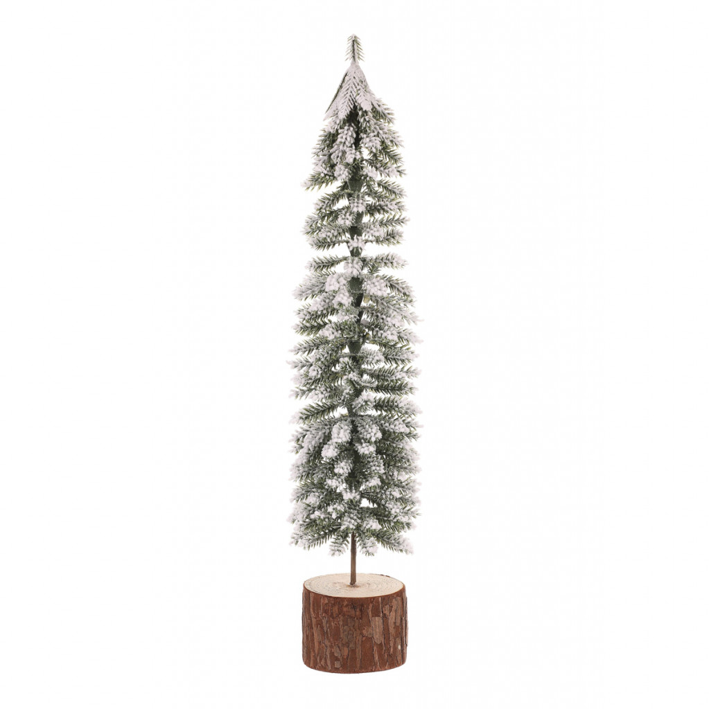 Vánoční mini stromek na špalku - umělý, výška 40 cm, zasněžený VAN207, sada 4 ks