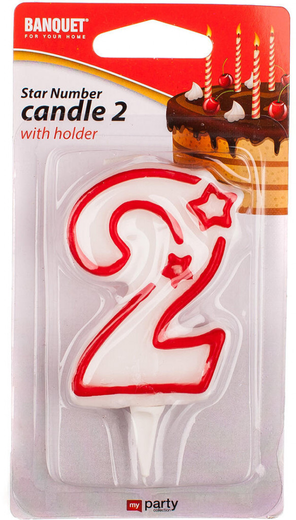 Svíčka číslo 2, 7x4,5cm MY PARTY