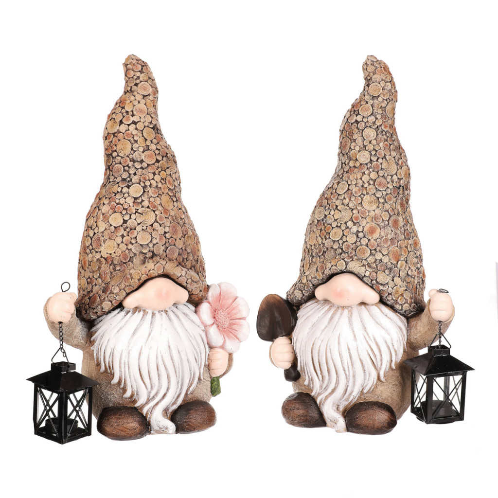 Skřítek s lucernou - na svíčku, polyresin, mix 2 druhů, cena za 1 ks ALA1732, sada 2 ks